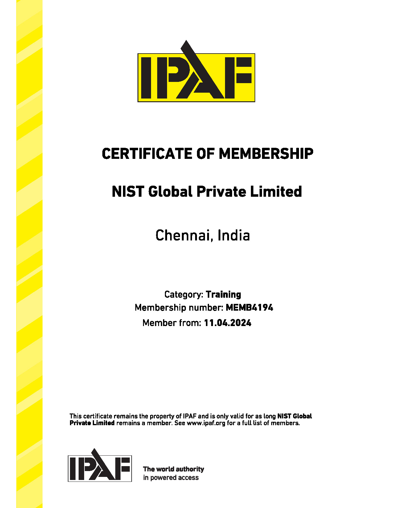 IPAF-certificate